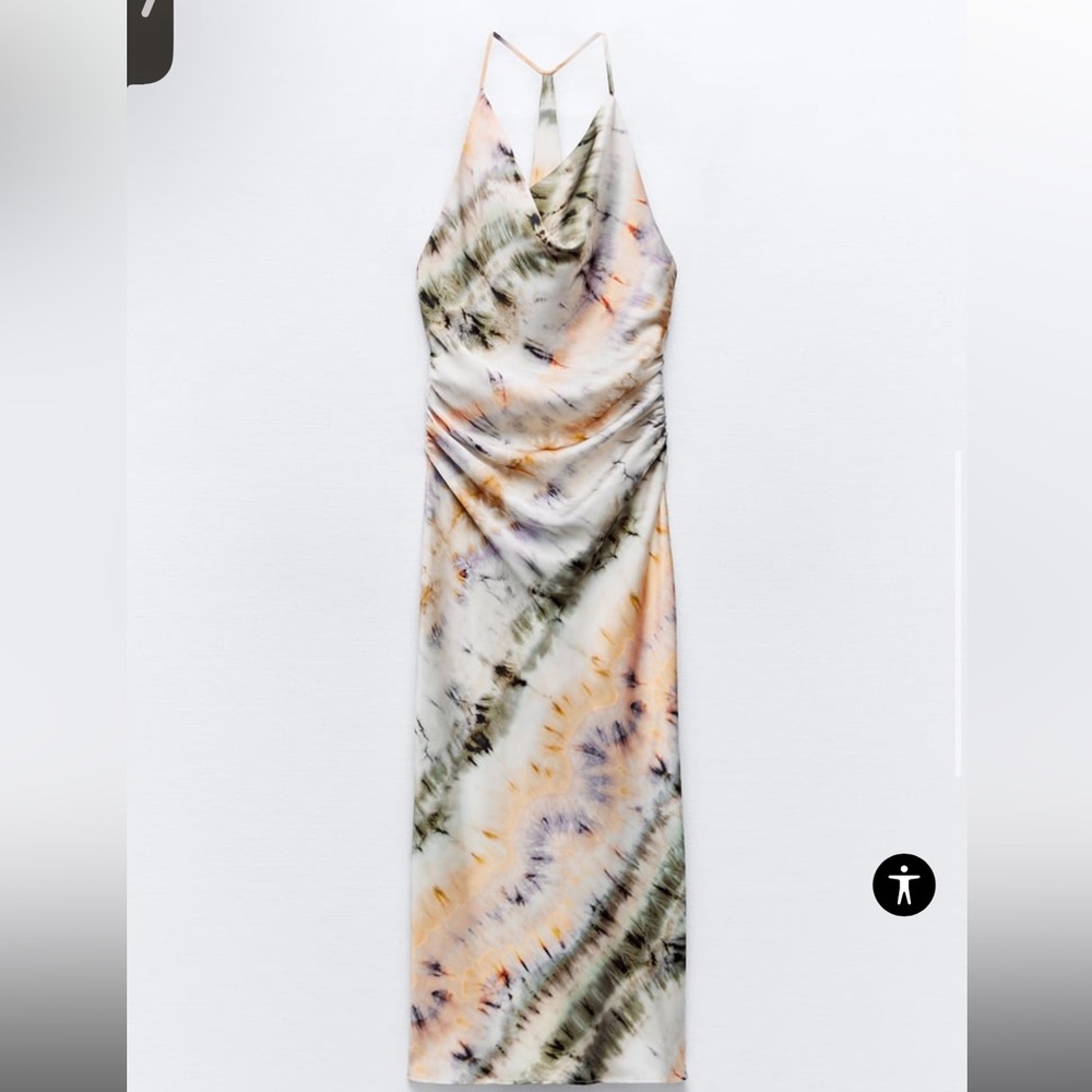 Zara TIE DYE PRINT MIDI DRESS